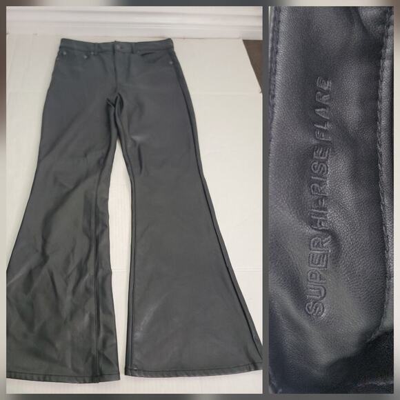 American Eagle Outfitters Pants - American Eagle Pants Womens SZ 12 Super High Rise Flare Faux Leather Wide Leg